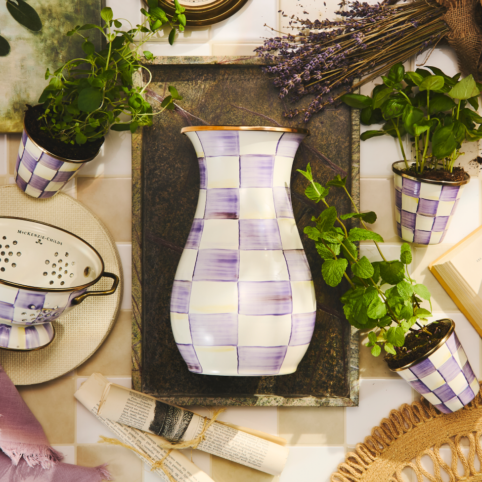 Fresh Blooms in Violet Check - image features new violet check vase