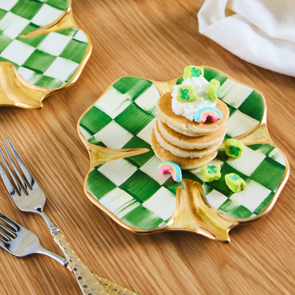 Celebrating St. Patrick's Day - image features Lucky Check Clover Plate Made In Aurora, NY