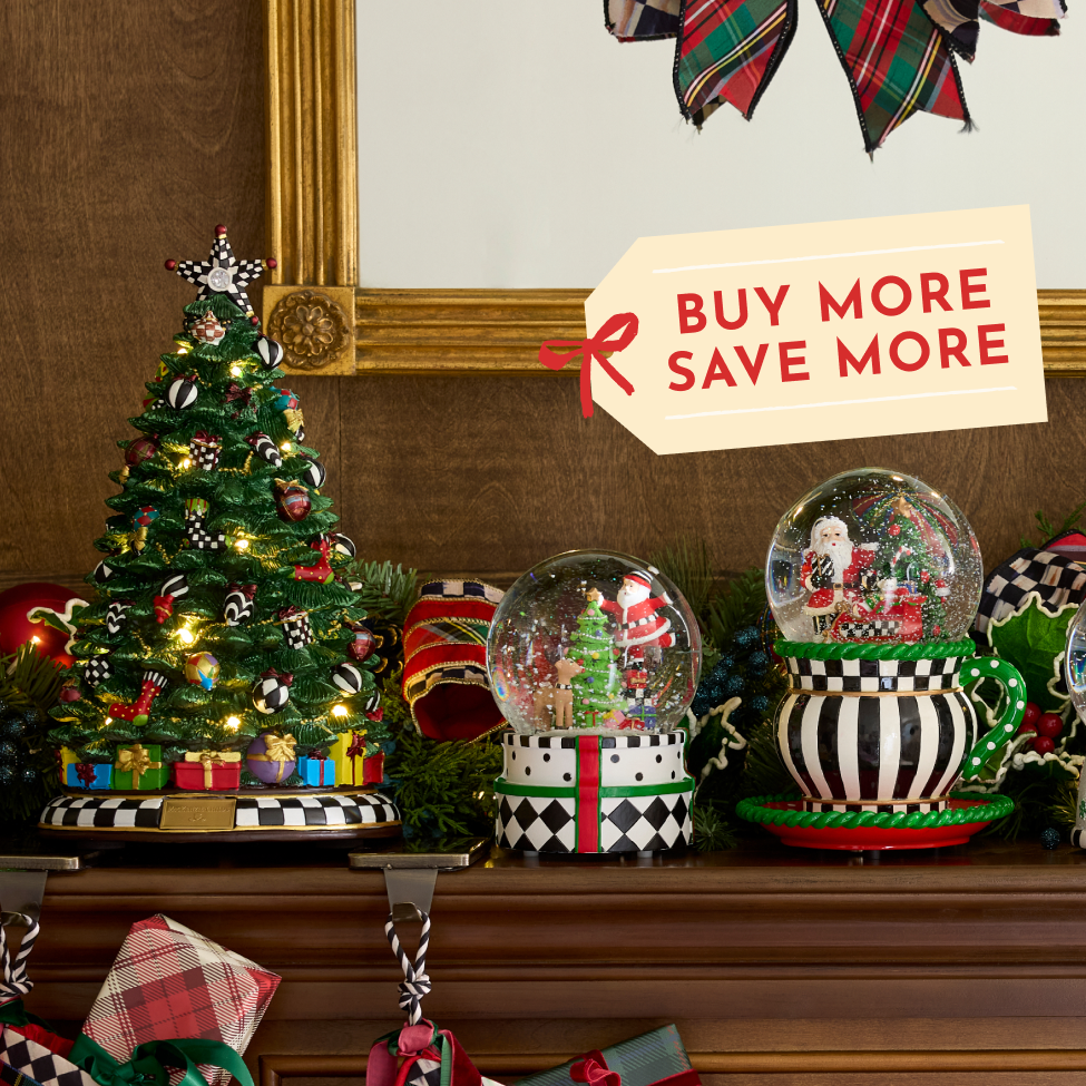 Buy More Save More - Save Big On Charming Decor: image features festive holiday decor including Snow Globes