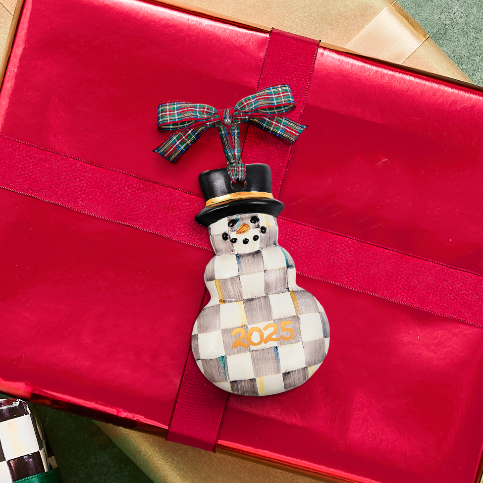 Limited Edition Sterling Check 2025 Snowman Ornament