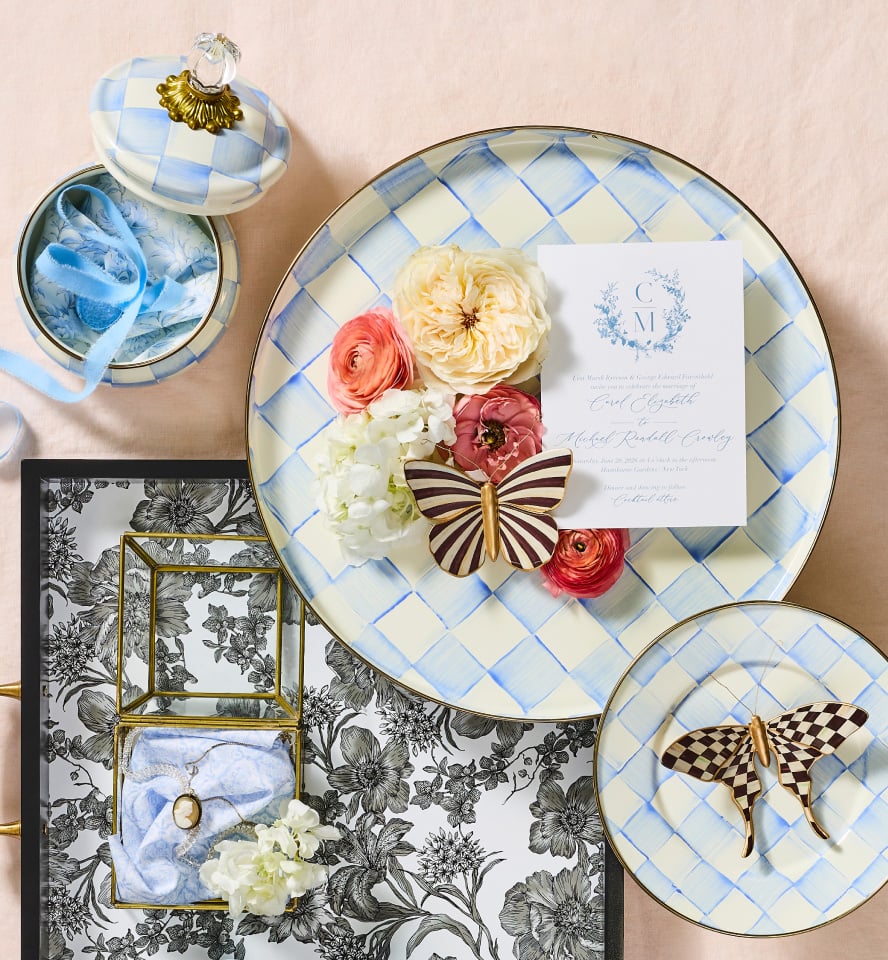 Heirloom-Worthy Gifts For Every Wedding Registry - image features Sky Check perfect for "Something Blue"