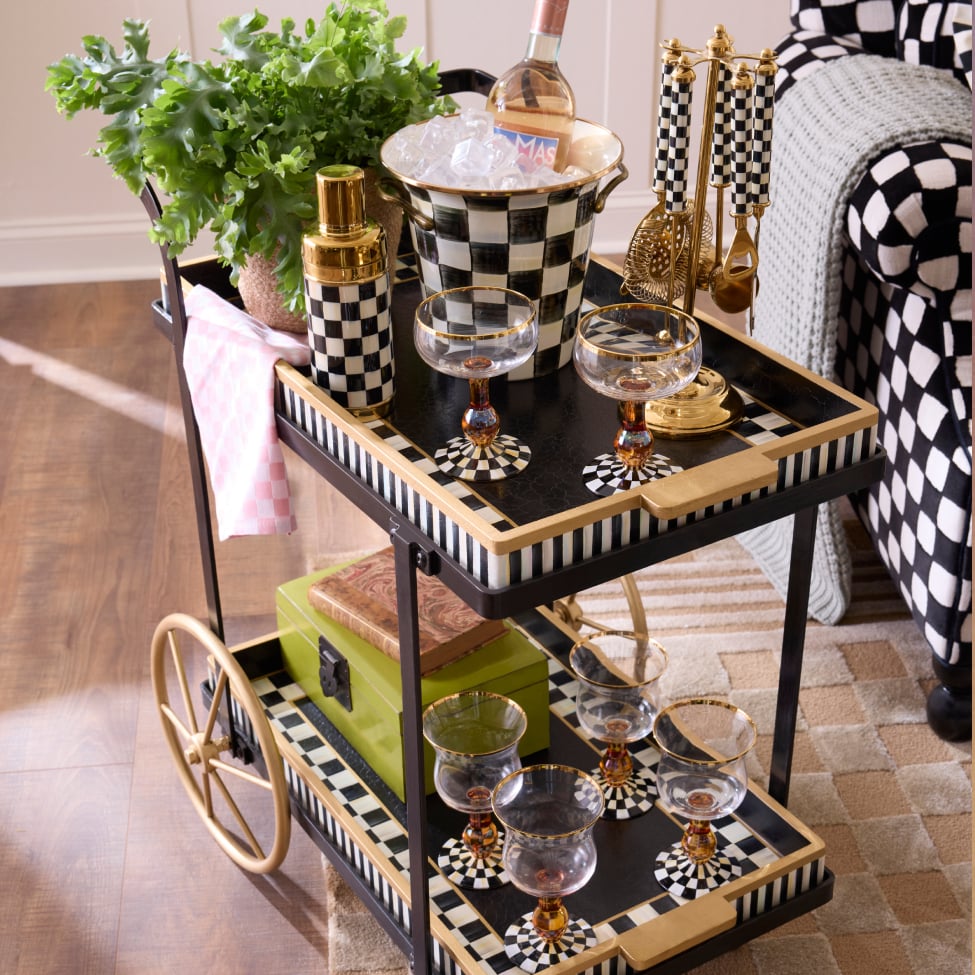 Elevate Your Spring Hosting - image features new bar cart styled with our barware & glassware