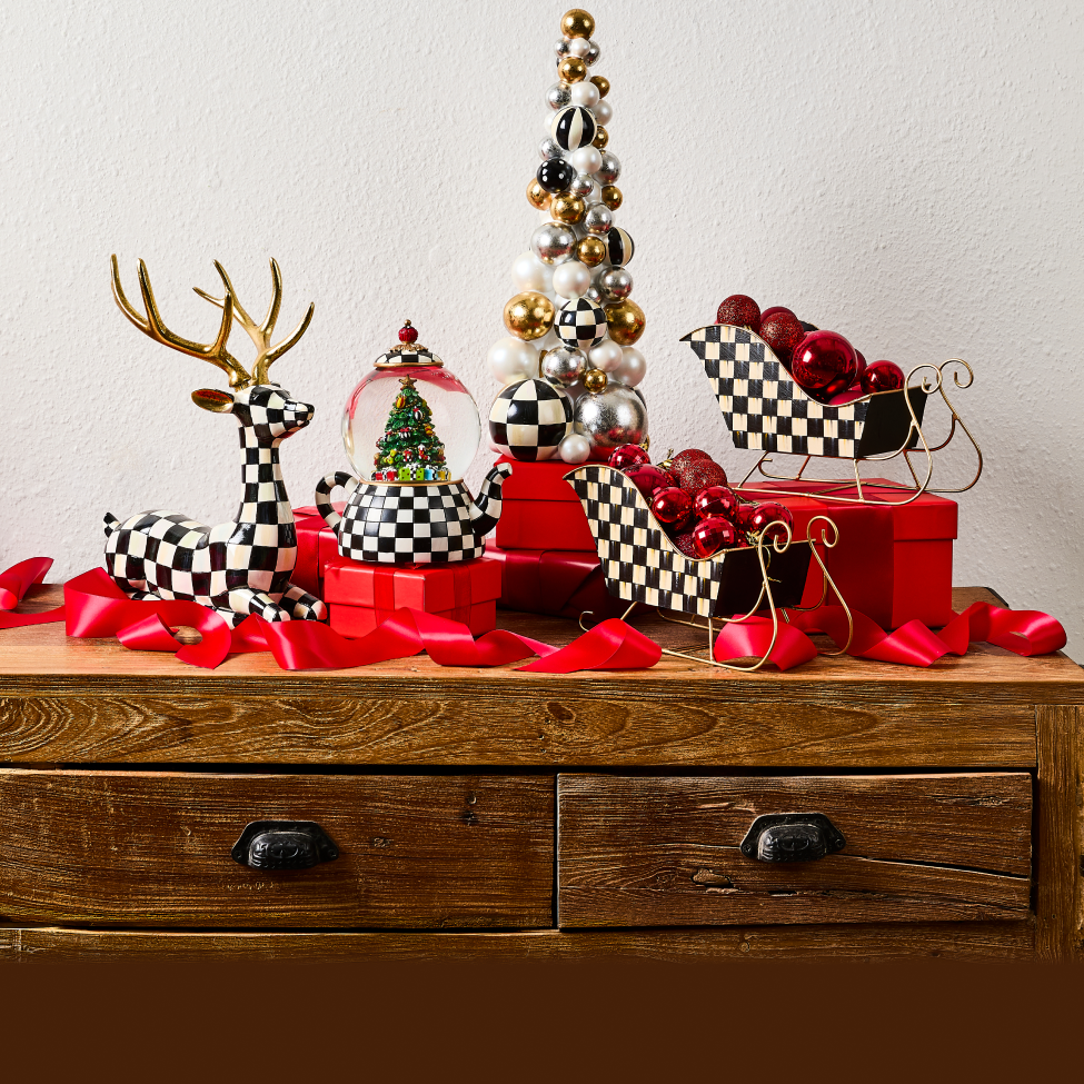 Shop Barn Sale Seasonal 30-50% off, image features holiday items with our iconic Courtly Check pattern