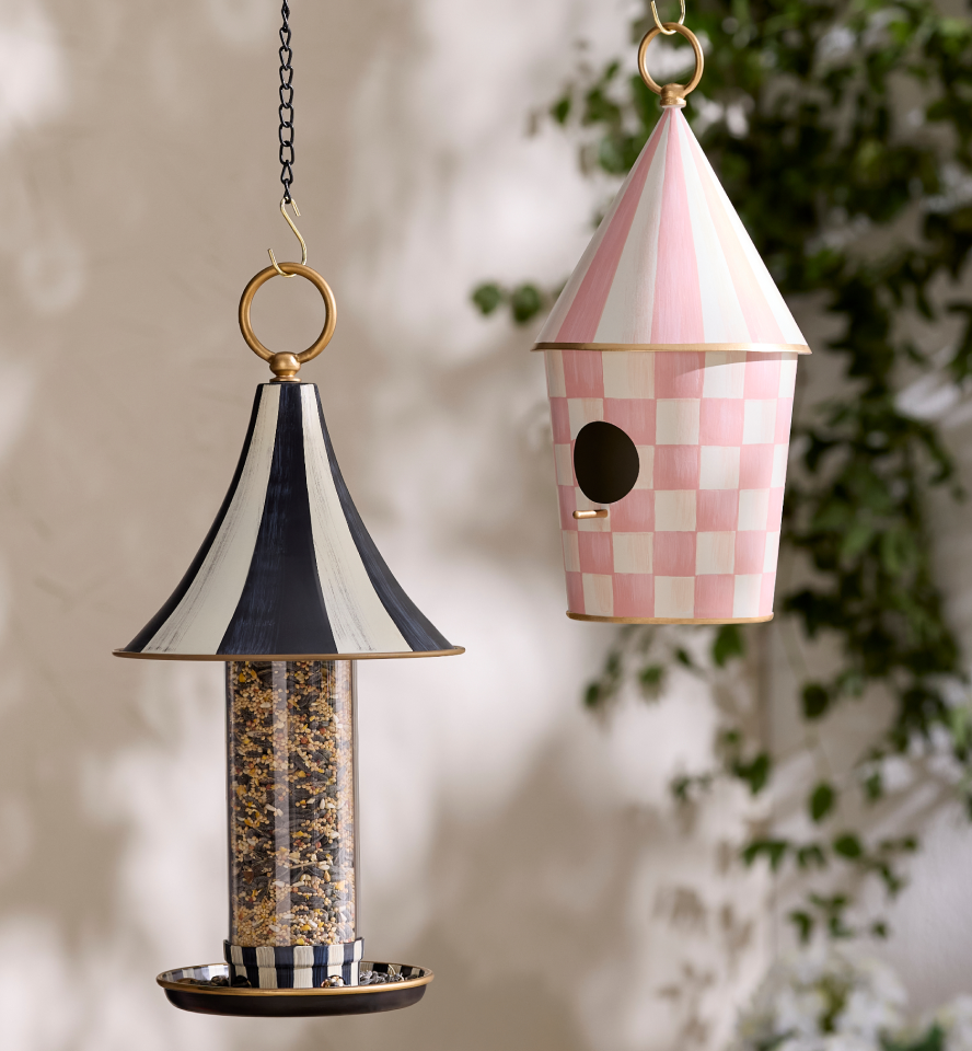 Outdoor Decor items including birdhouses and birdfeeders
