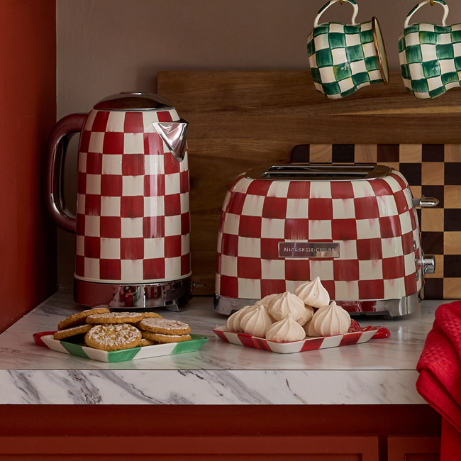 Kitchen Electrics - gifts for the perfect host, image features cherry check electric kettle & toaster