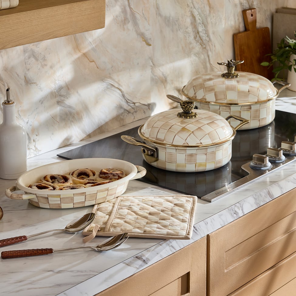 Explore Our Cookware- image features Mocha Check