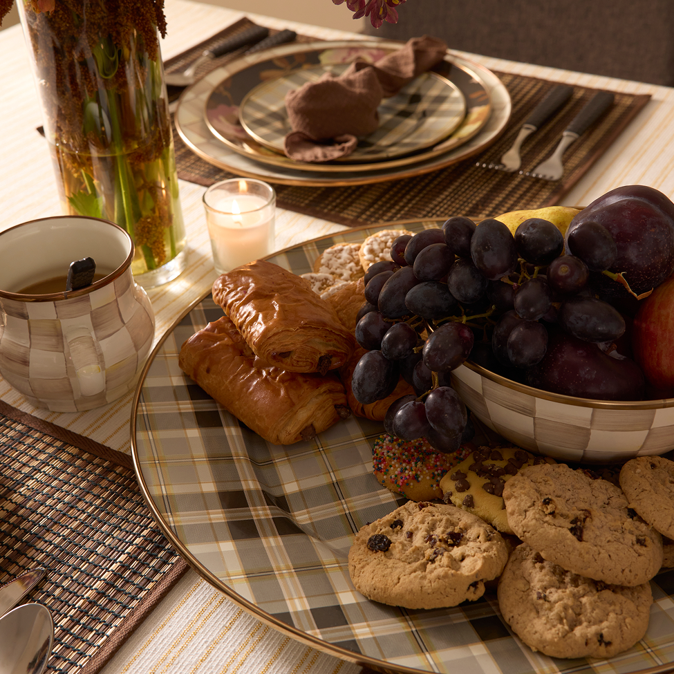Autumn Entertaining featuring mocha check & tartan mocha