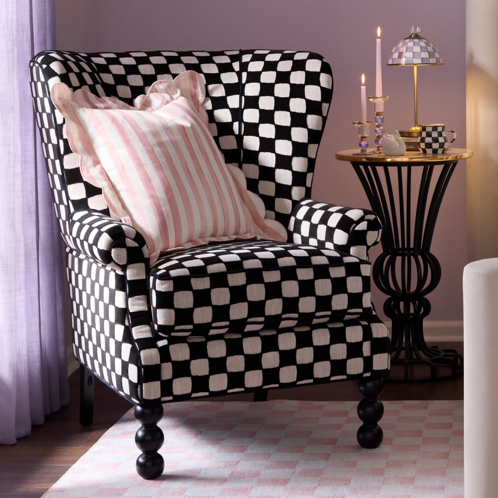 New Statement Furniture - image features new Courtly Check Chair and Small Table