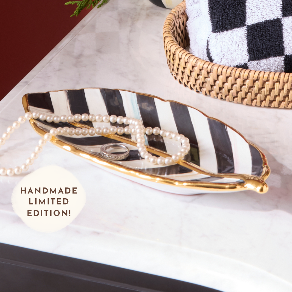NEW! Courtly Stripe Feather Dish, handmade limited-edition